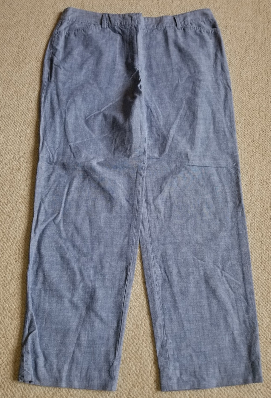 Womens Pants-TALBOTS-blue cotton chambray 'Perfect Crop' Coastal Resort-6